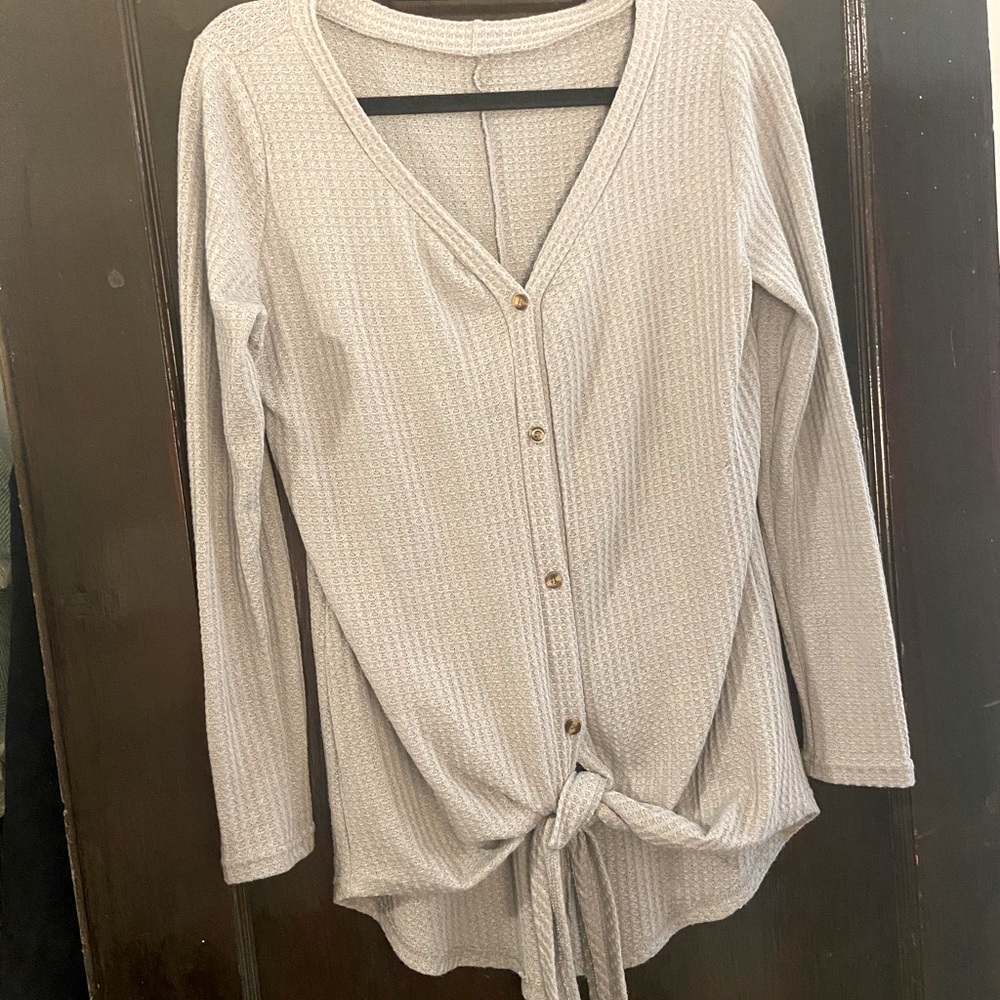 Gray Amazon Waffle Knit Long Sleeve - Picture 1 of 1